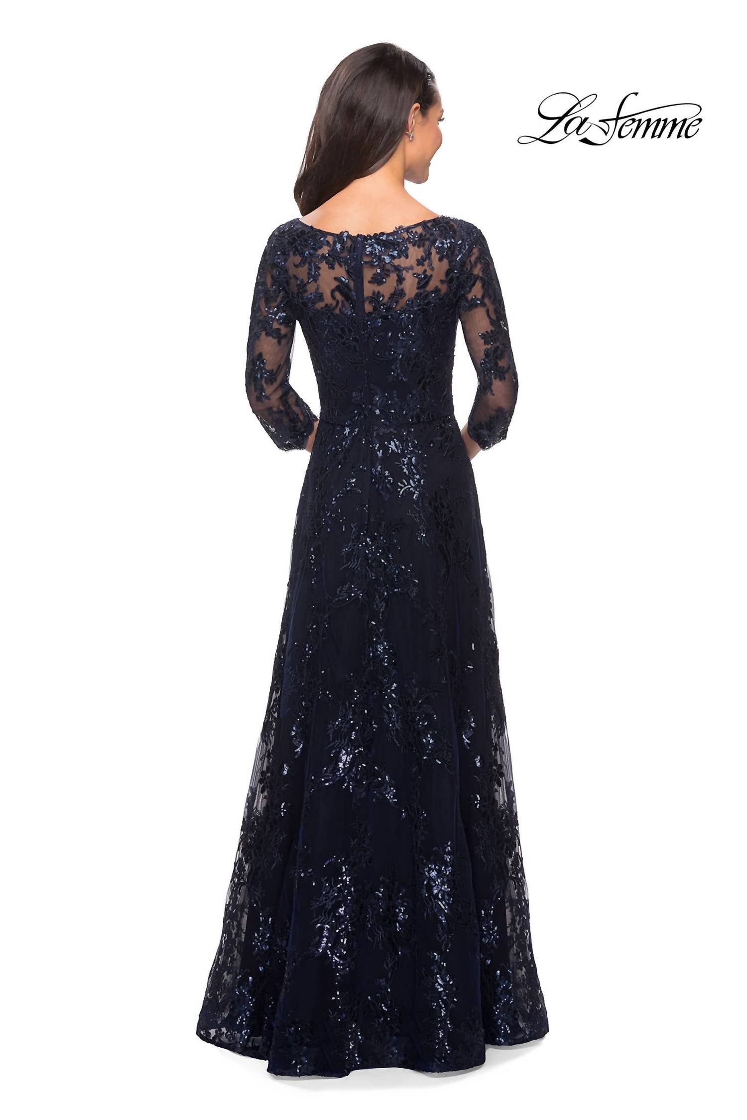 La Femme - Elegant Boat Neck Gown