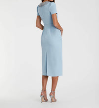Mac Duggal - Rhinestone Neckline Sheath Midi Dress