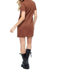 iltm Ariana Faux Suede Shift Mini Dress in tobacco - women's dress - alternate view