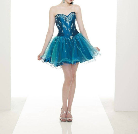 Morilee - Cocktail Tulle Rhinestone Corsette Dress