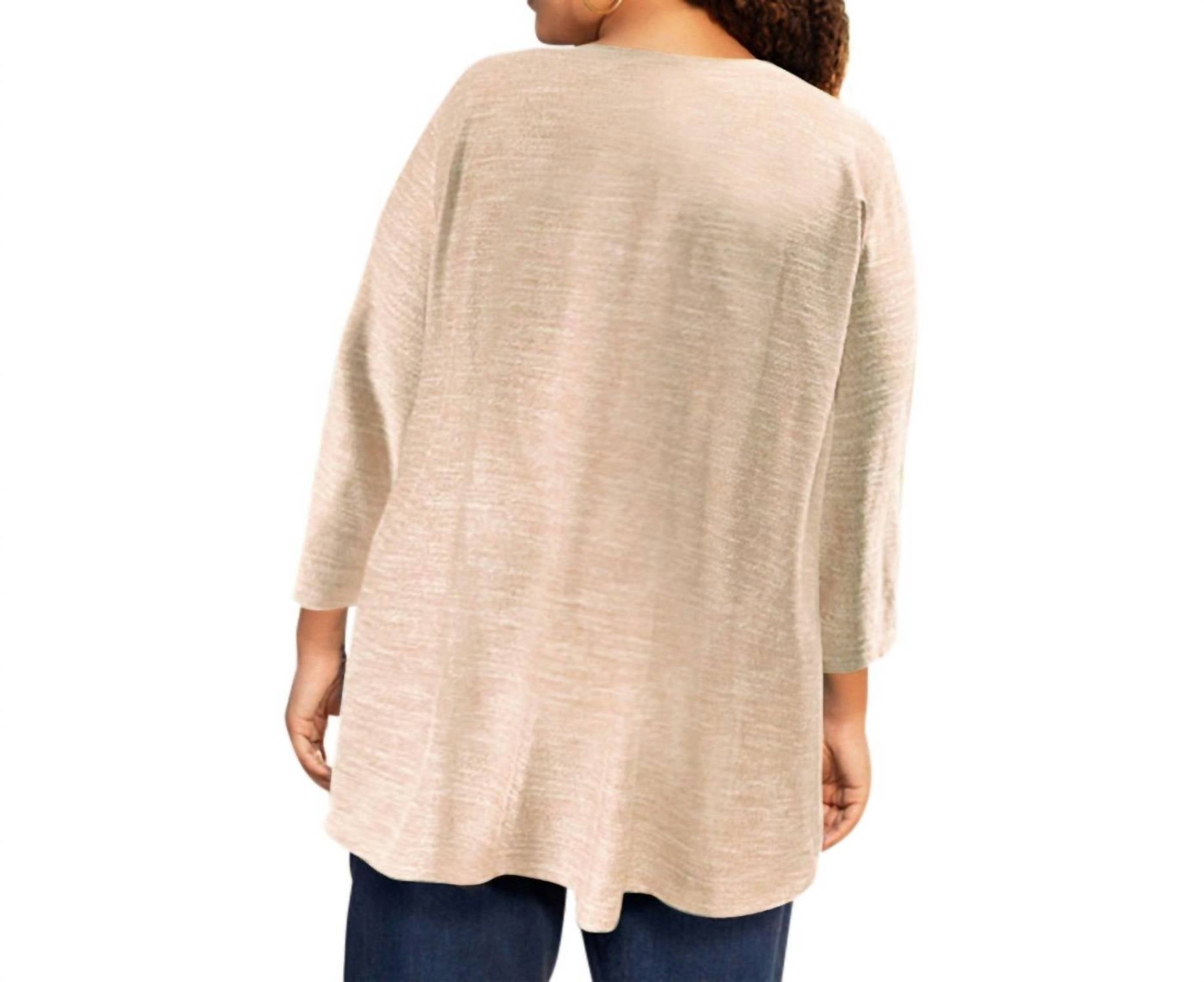 On The Plus Side - Lisse 3/4 Sleeve Side Panel Tunic - Plus