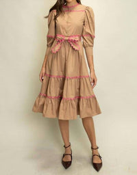 Heyson - Scallop Trim Tiered Midi Dress