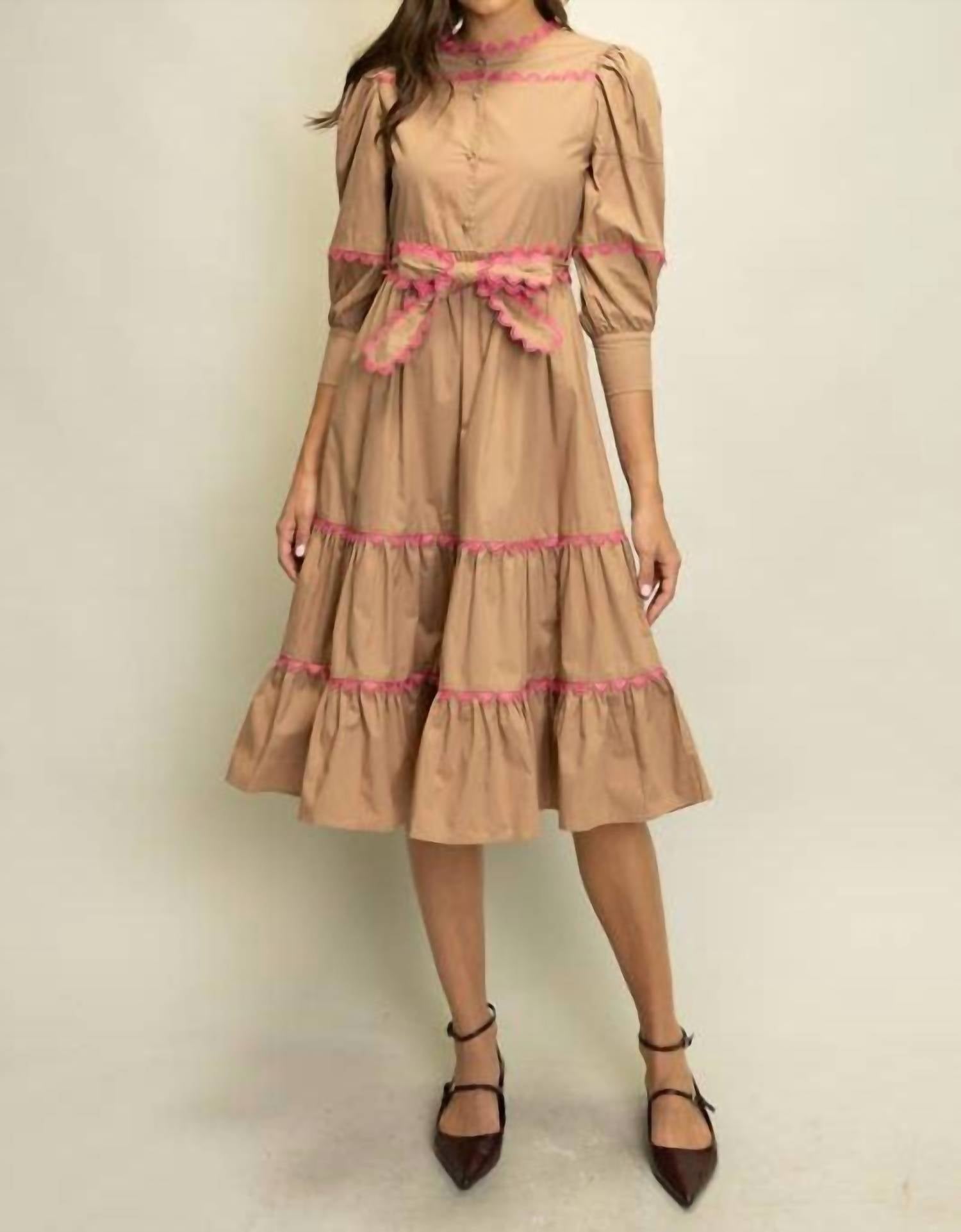 Heyson - Scallop Trim Tiered Midi Dress