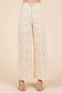 Geegee - Women's Eyelet Lace Straight Leg Pants