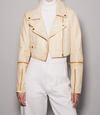 jakett Audra Leather Jacket in vintage gold - women's jacket