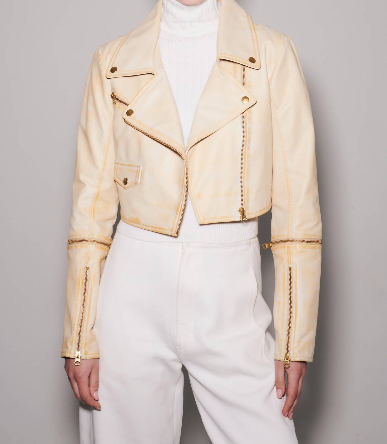 jakett Audra Leather Jacket in vintage gold - women's jacket