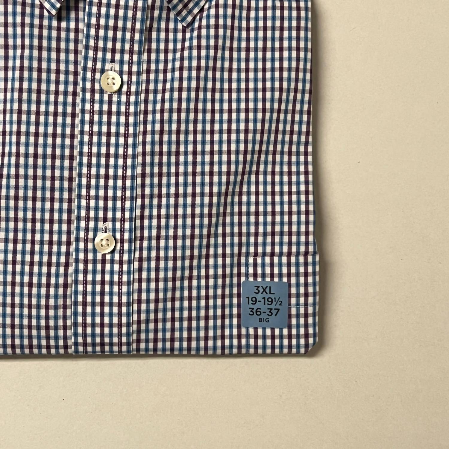 Stafford - Men's Plum Checked Smart Tech Performance Poplin Shirt