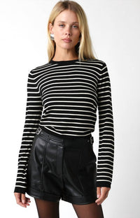Olivaceous - Maya Striped Crew Neck Sweater