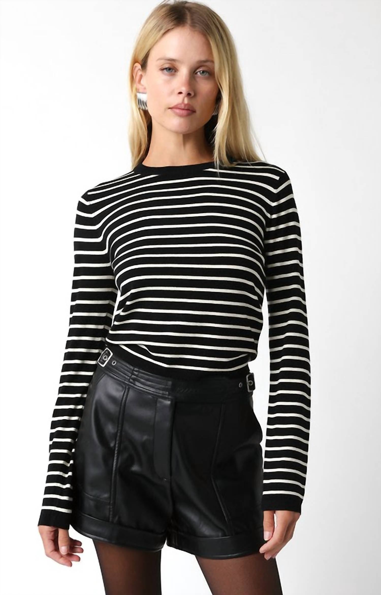 Olivaceous - Maya Striped Crew Neck Sweater
