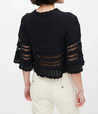 Marant Etoile Azelia Tiered Cut Out Knit Pullover Sweater in black - women's sweater - detail view
