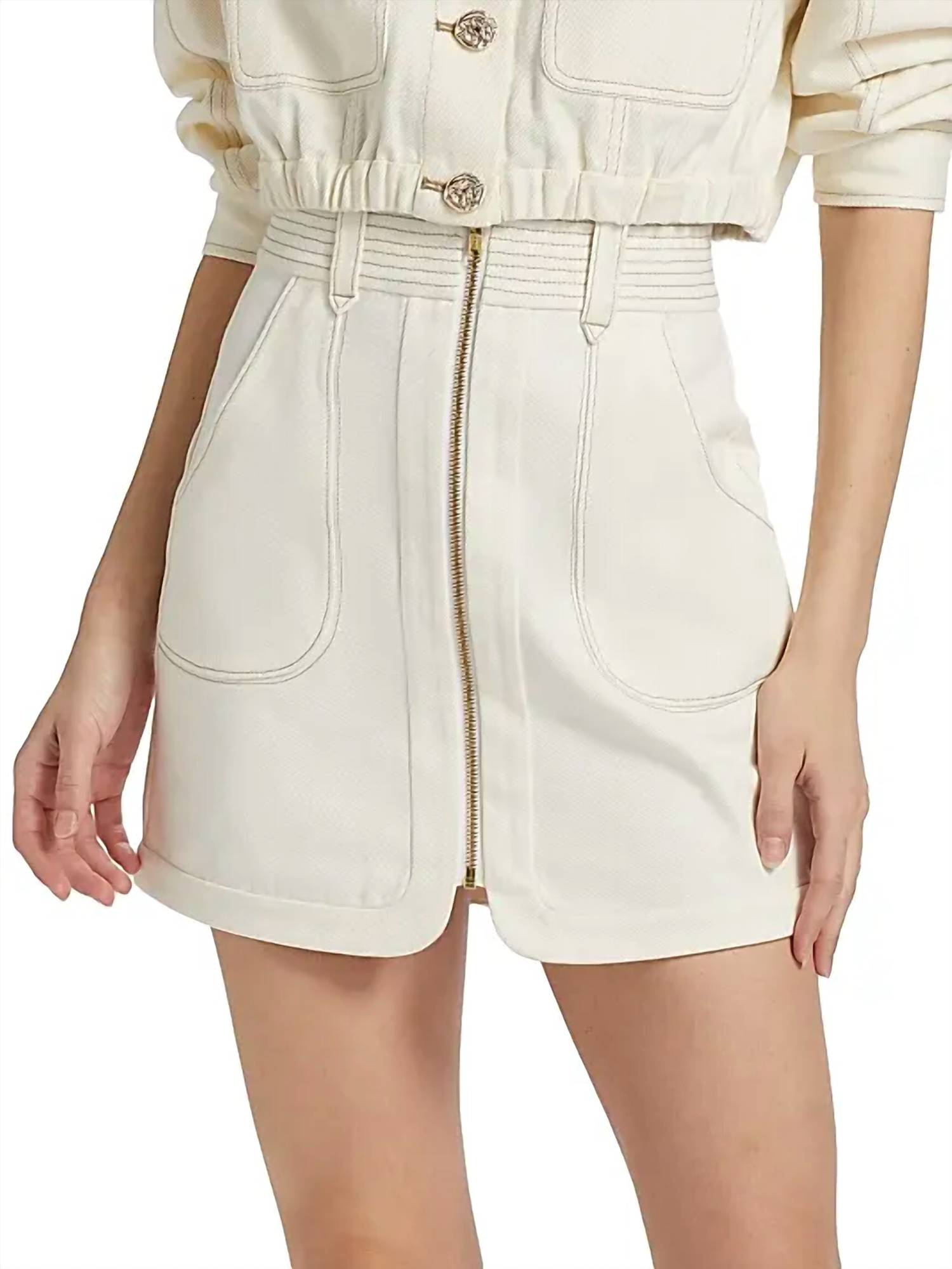 Hevron - Nora Cotton Zip-up Mini Skirt