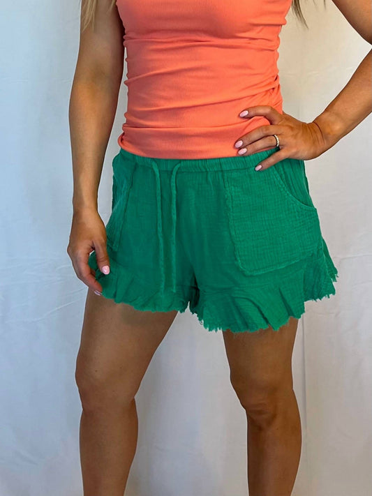 Main Strip - Gauze Raw Hem Shorts