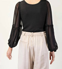 Ee:Some - Sheer Bubble Sleeve Blouse