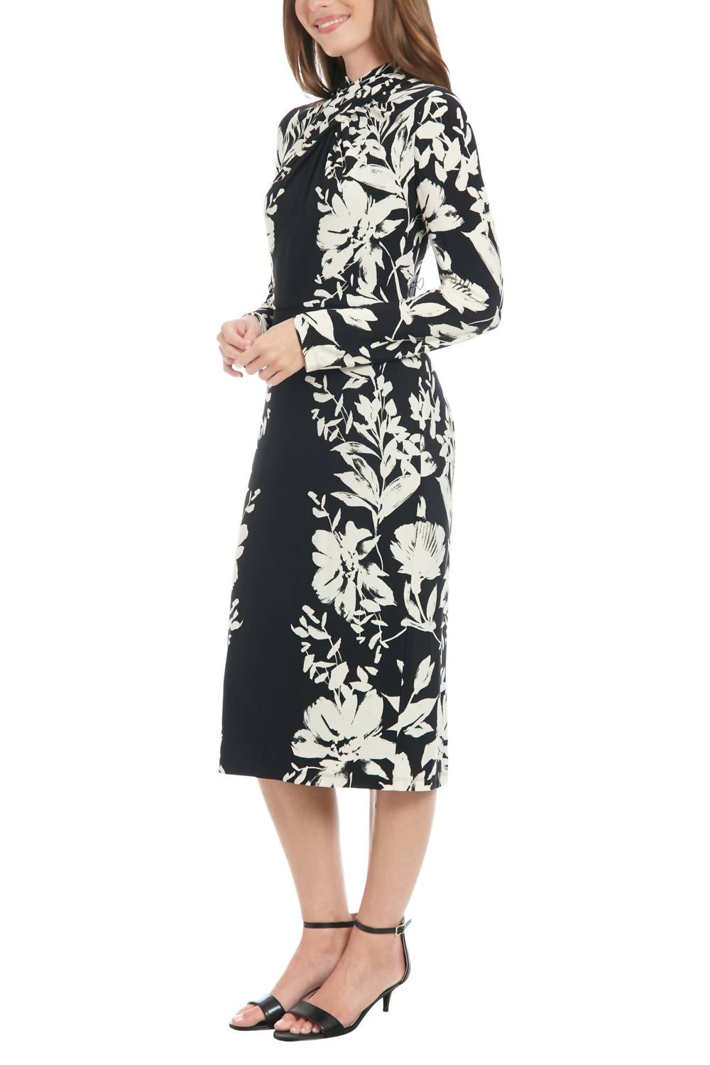 London Times - Thigh-high Slit Sheath Maxi Dress
