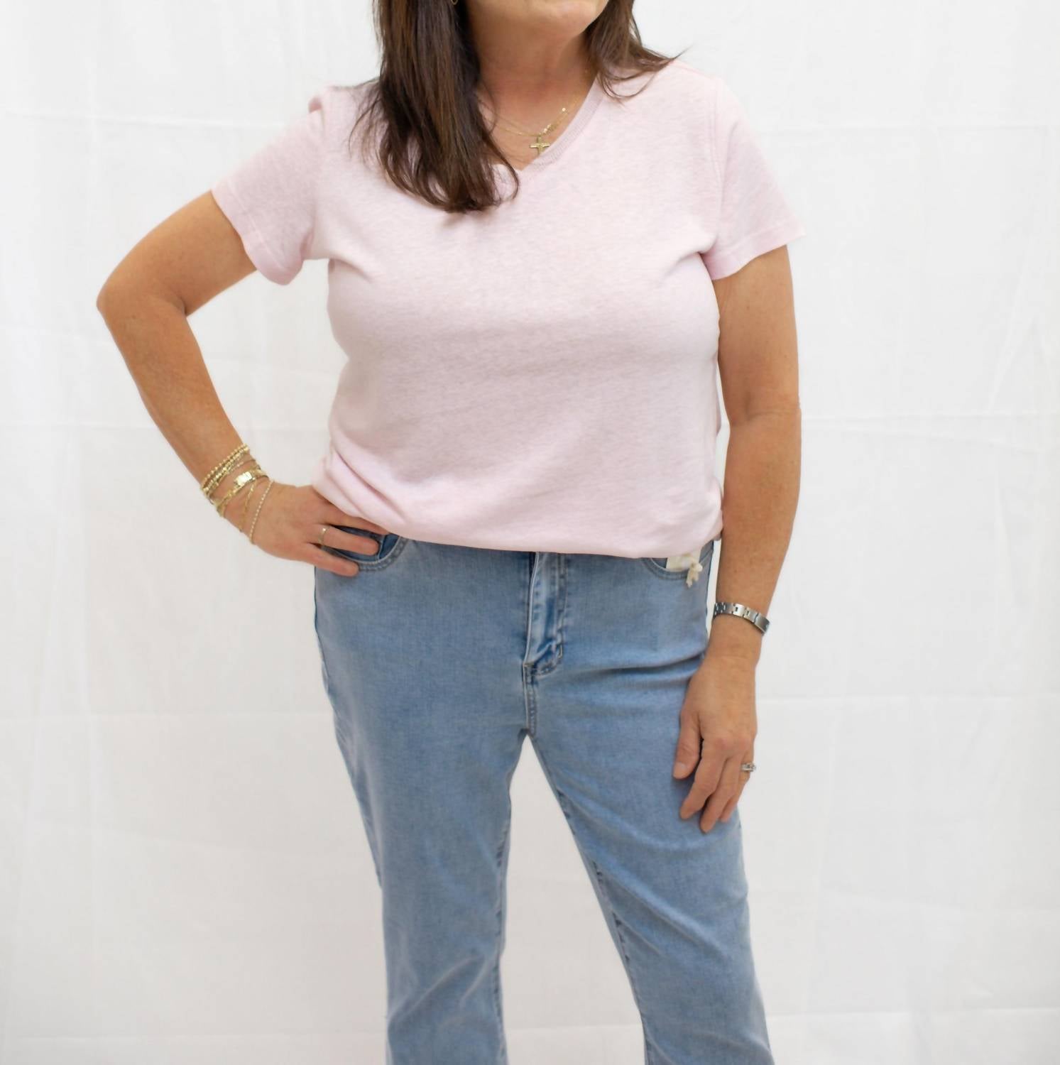Charlie B - Women's V Neck Linen Shirt