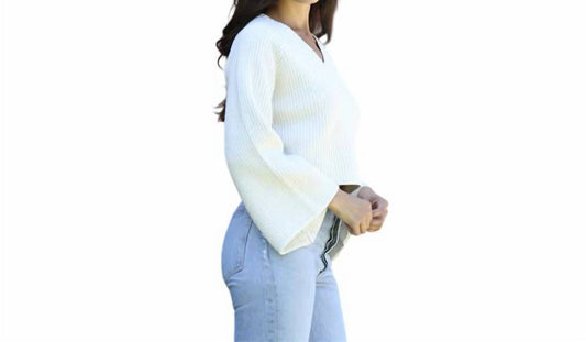 Angie - V Neck Bell Sleeve Sweater