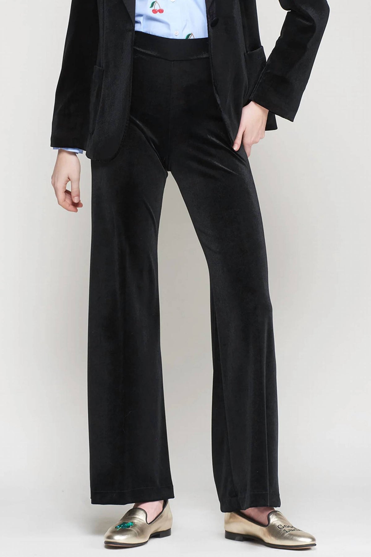 Vilagallo - Women's Velvet Wide Leg Pull-on Trousers