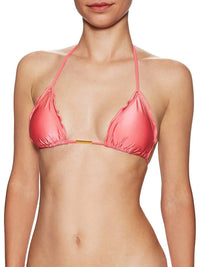 Women's Ripple Tri Cup Halter Tie Strap Bikini Top