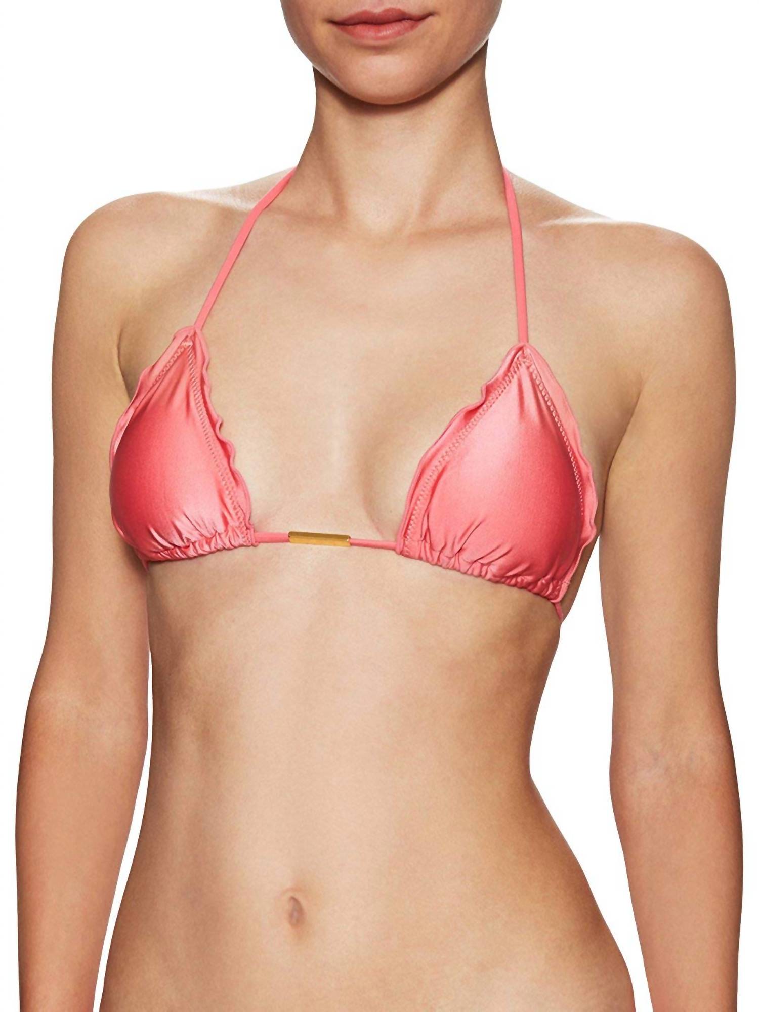 Women's Ripple Tri Cup Halter Tie Strap Bikini Top