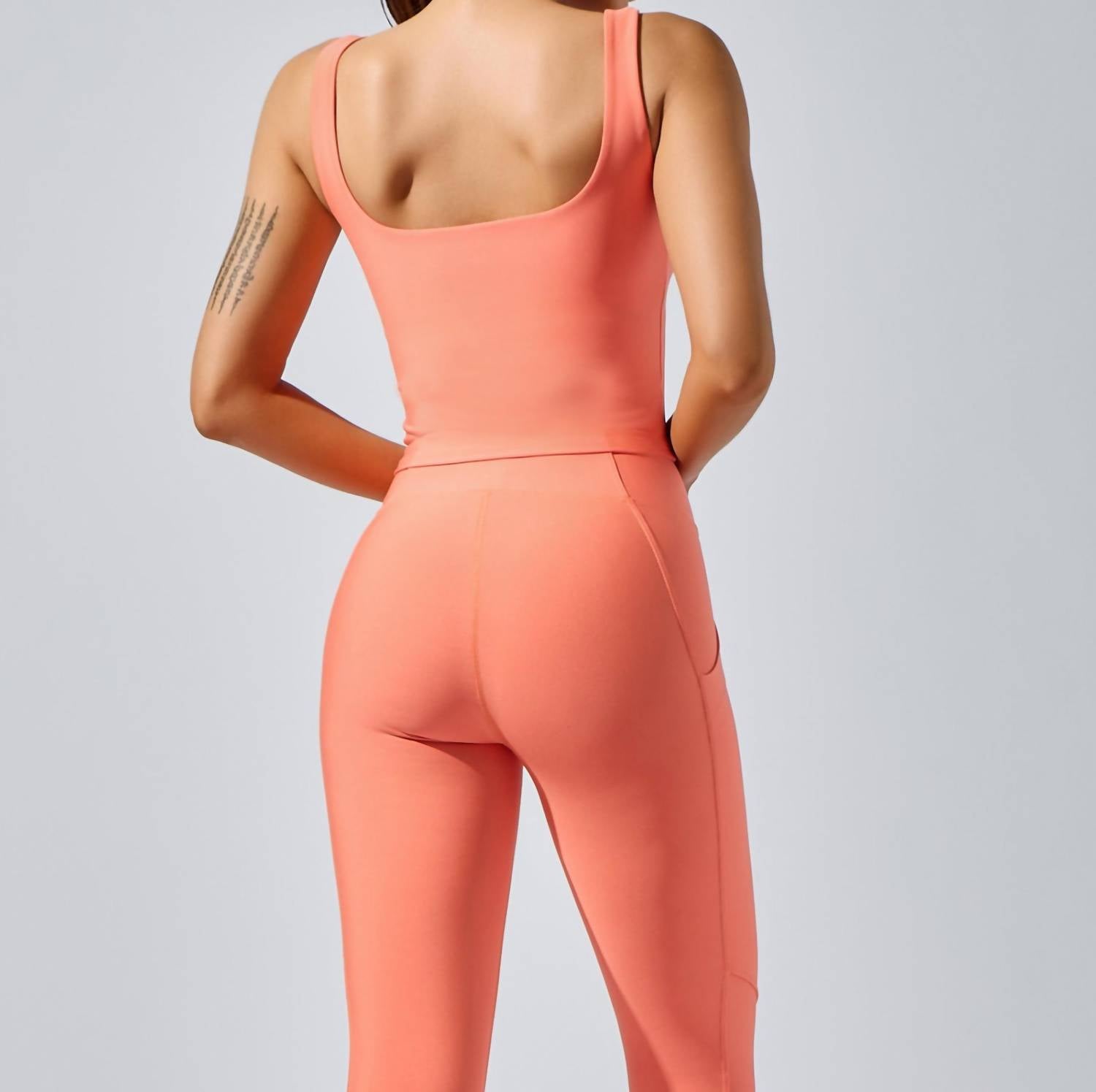 HEROINE SPORT Dalia High Support Top in coral - women's tank top - alternate view