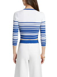L'Agence - Yukio Striped Cropped Crewneck Top