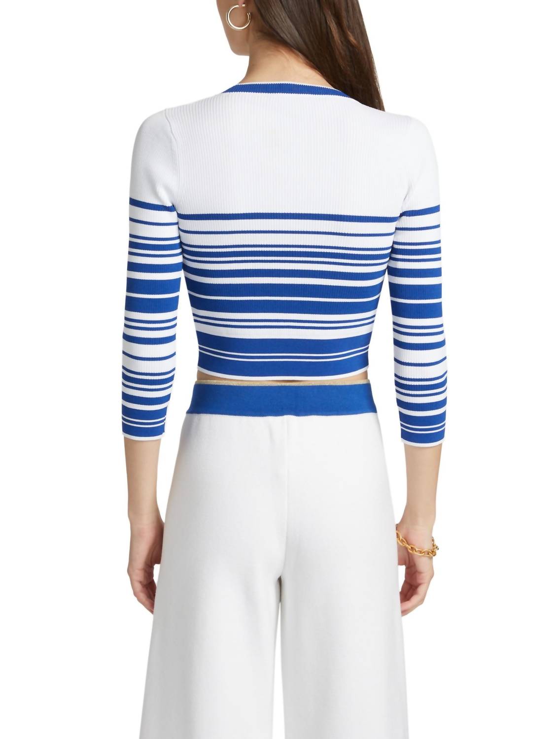 L'Agence - Yukio Striped Cropped Crewneck Top