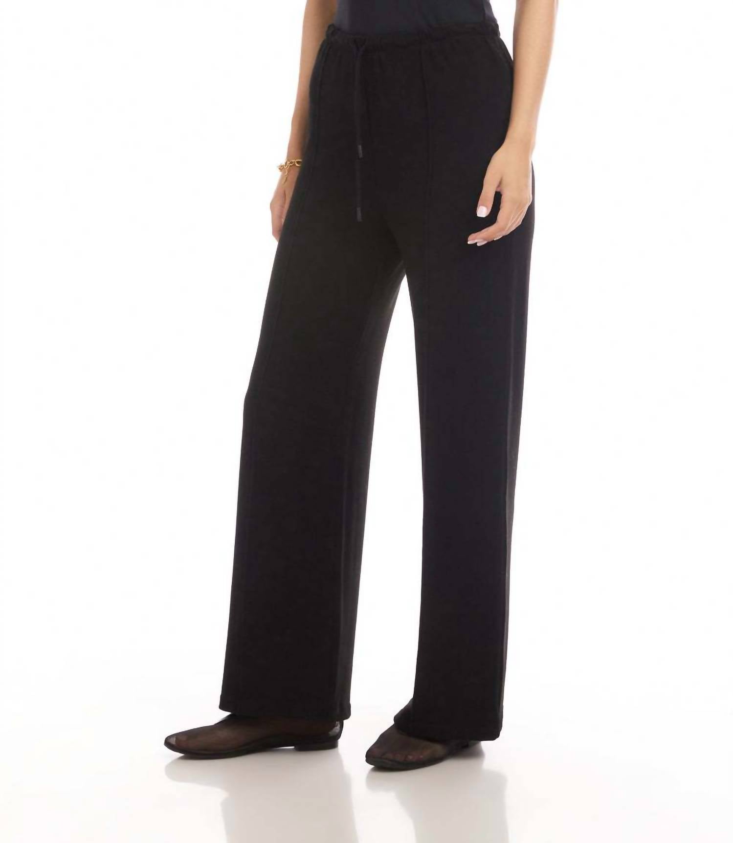 Karen Kane Women's Drawstring Pintuck Sweatpants in black - women's pants - detail view