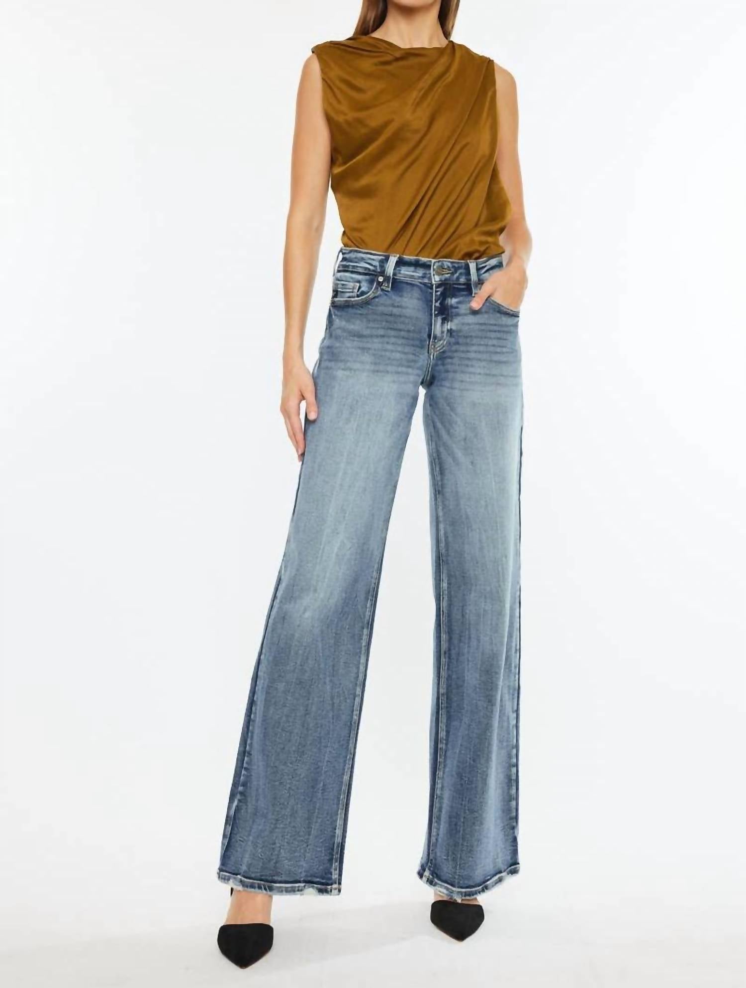 Kancan - Mid Rise Wide Leg Jeans