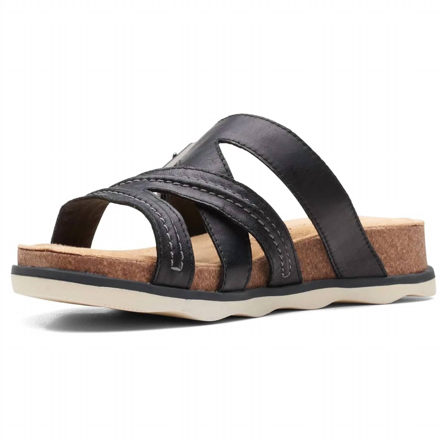 Clarks Women's Brynn Hope Flat Sandal in black leather - women's sandal - view 4