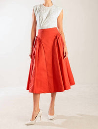 Flying Tomato - Women's Solid Woven Full Midi Skirt