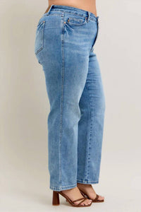 Judy Blue - Women's Mid Rise Tummy Control Vintage Wash Straight Leg Jeans