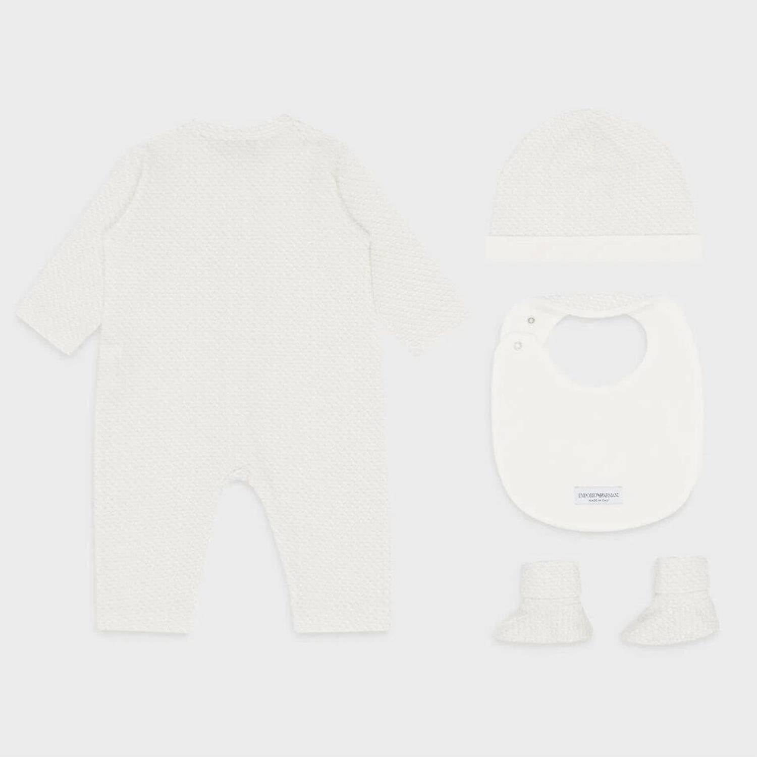 Emporio Armani - Kids' Eagle Booties, Bib, Romper And Beanie