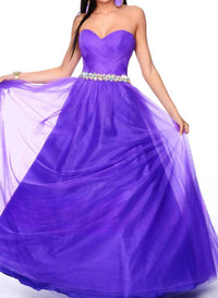 Precious Formals - Shimmery Waistline Beadwork Strapless Ballgown