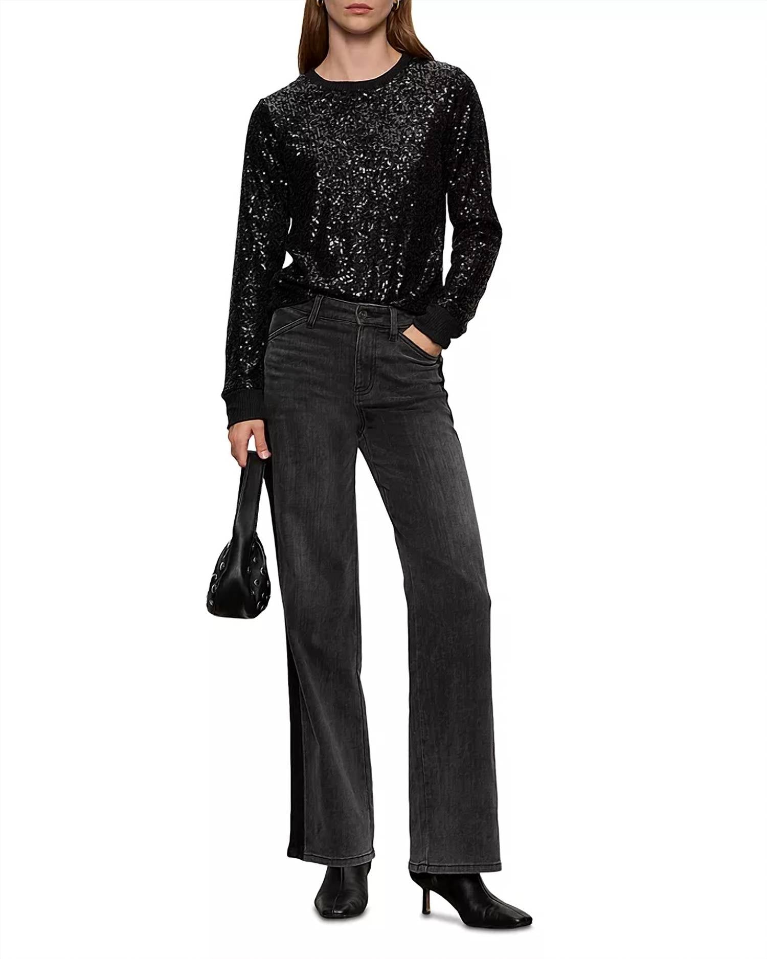 Sanctuary Sparkle Together Top in black - women's long sleeve top - view 5