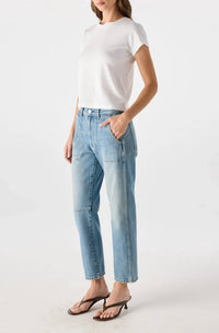 AMO Cate High Rise Cropped Jeans in pulse - women's jeans - detail view