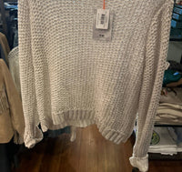 Wooden Ships Women's Maura Crop Marled Chunky Sweater in ivory - women's sweater