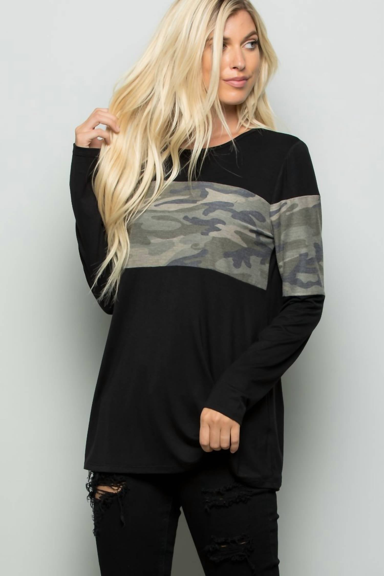 Heimish Usa - Color Block Long Sleeve Top
