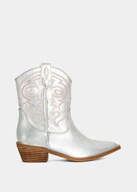 SHU SHOP Girl's Zita Mini Western Boots in silver - kids' boots