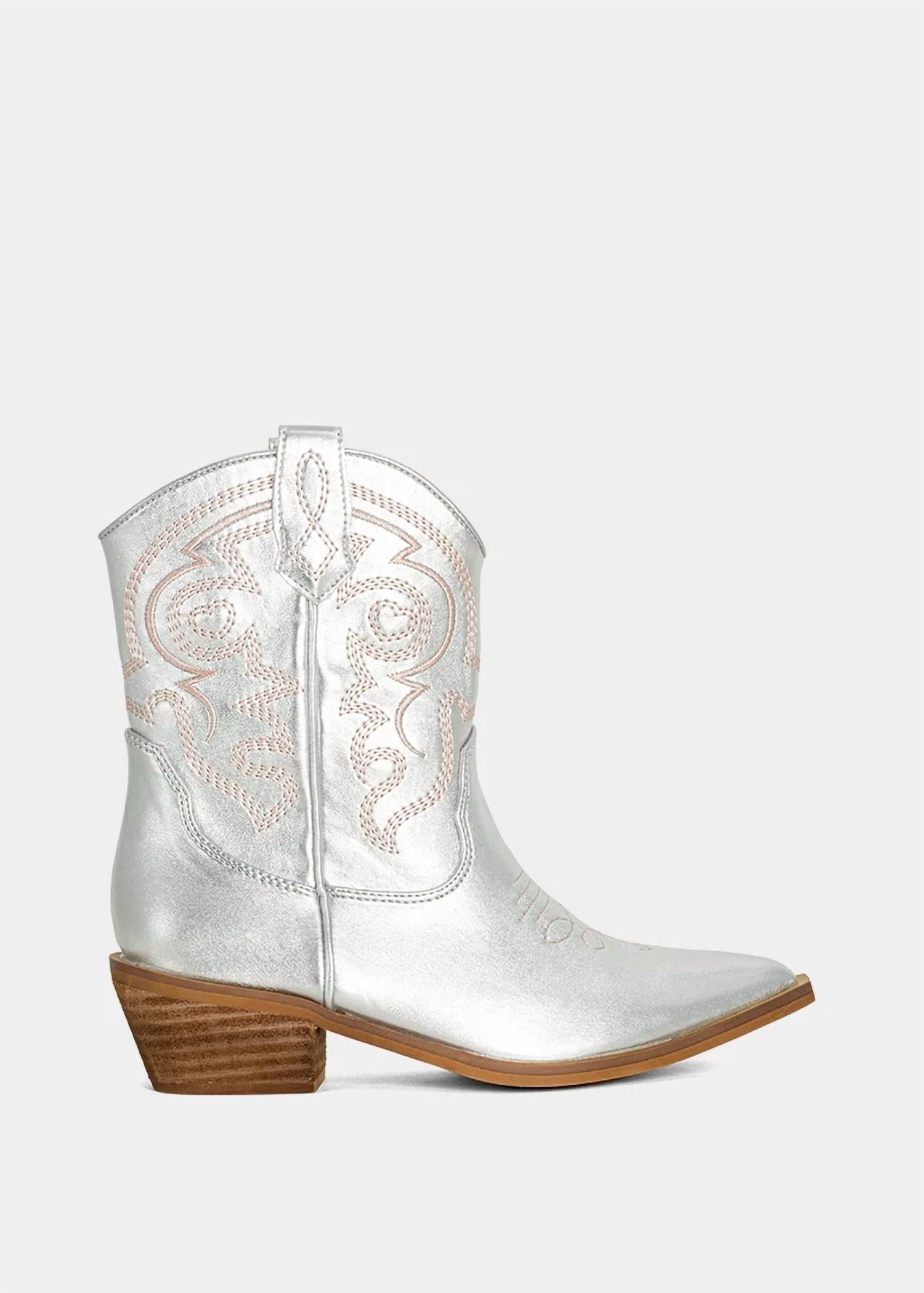 SHU SHOP Girl's Zita Mini Western Boots in silver - kids' boots