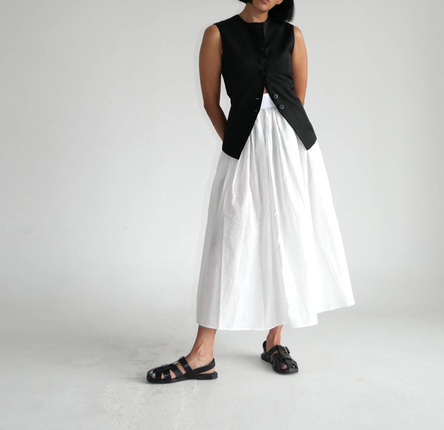 Sloan Cotton Voile Belted Midi Skirt in white - women's skirt - alternate view