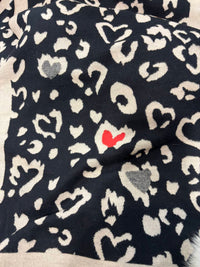 Mitchie'S Matchings - Narrow Woven Heart and animal print scarf with fox poms