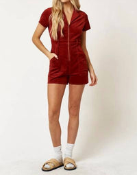 Blue Blush - Corduroy Zippered Romper
