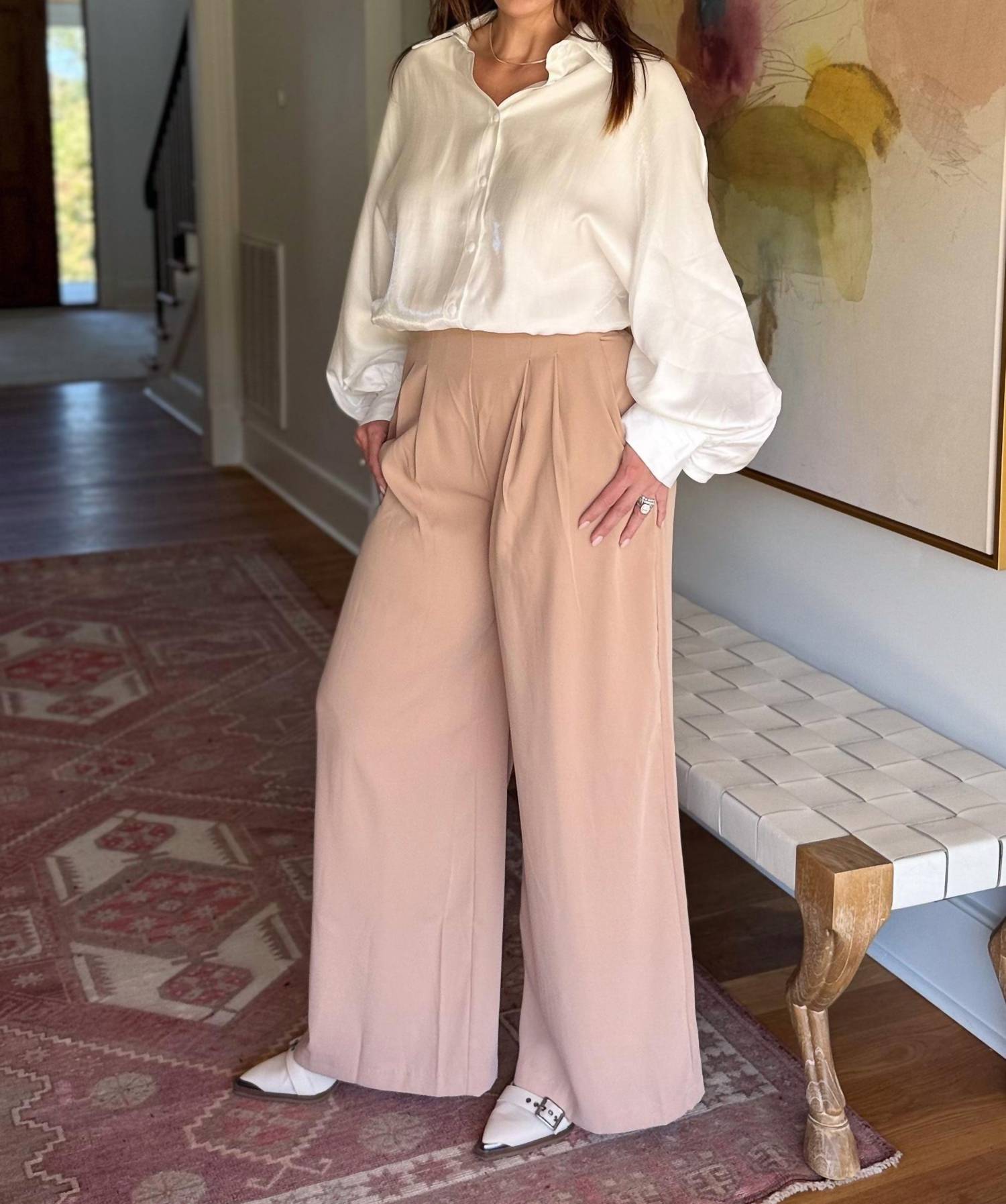 GLAM Sandstorm Wide Leg Pants in beige - women's pants