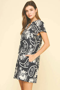 Pinch - Floral Print Embroidered Mini Dress