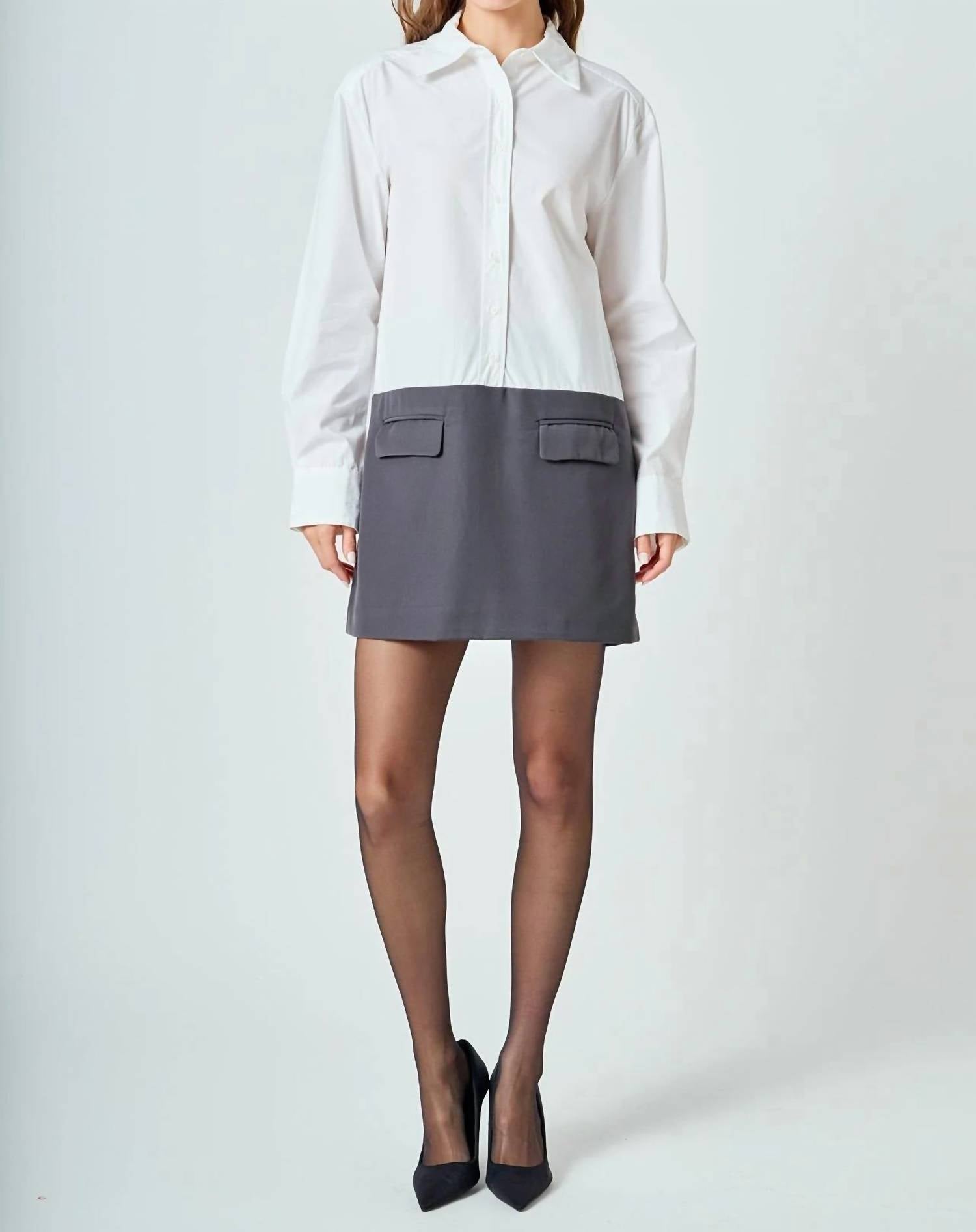 endless rose Val Collared Dress in white - women's dress