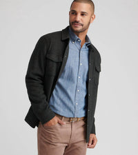 PETER MILLAR Crown Flex Fleece Merino Shirt Jacket in dark olive - men's jacket