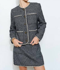 Ina Fashion - Boucle Tweed Braid Trim Jacket