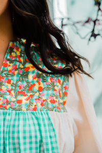 Layerz Clothing - Floral Gingham Embroidered Top