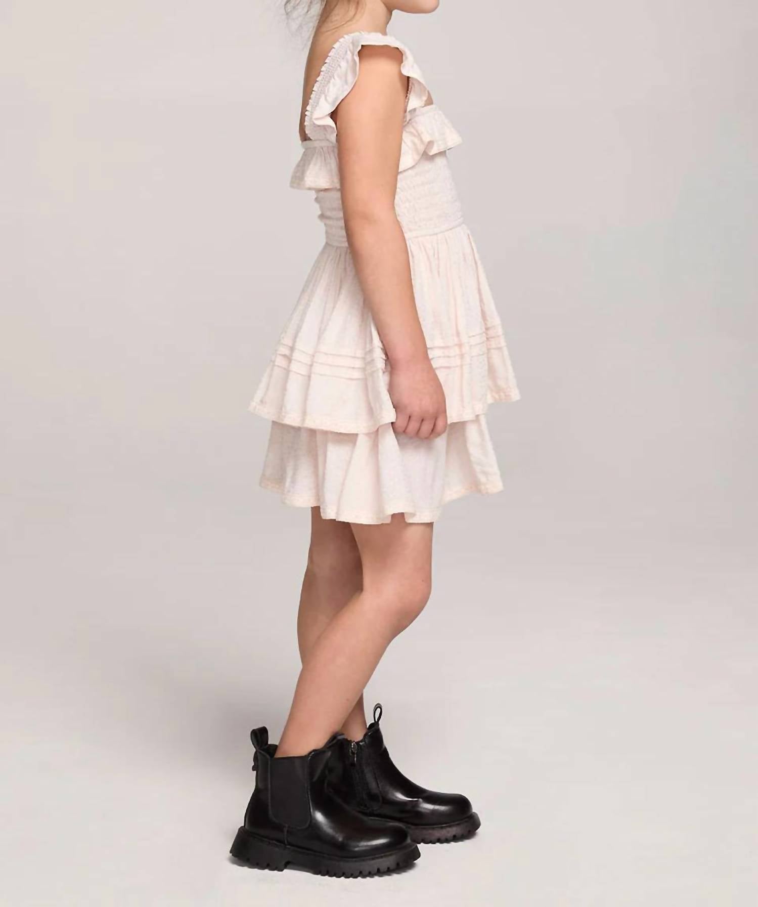 saltwater LUXE Girls Norah Mini Dress in ivory - kids' dress - alternate view