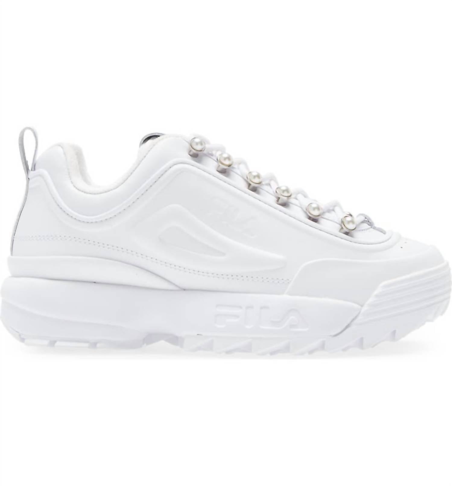 Fila - Women's Disruptor Zero Pearl Leather Sneakers